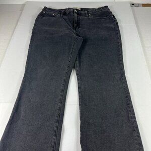 Madewell Jeans Womens Measured 35x25 Mid Rise Kick Out Black Denim Hemmed Tag 31